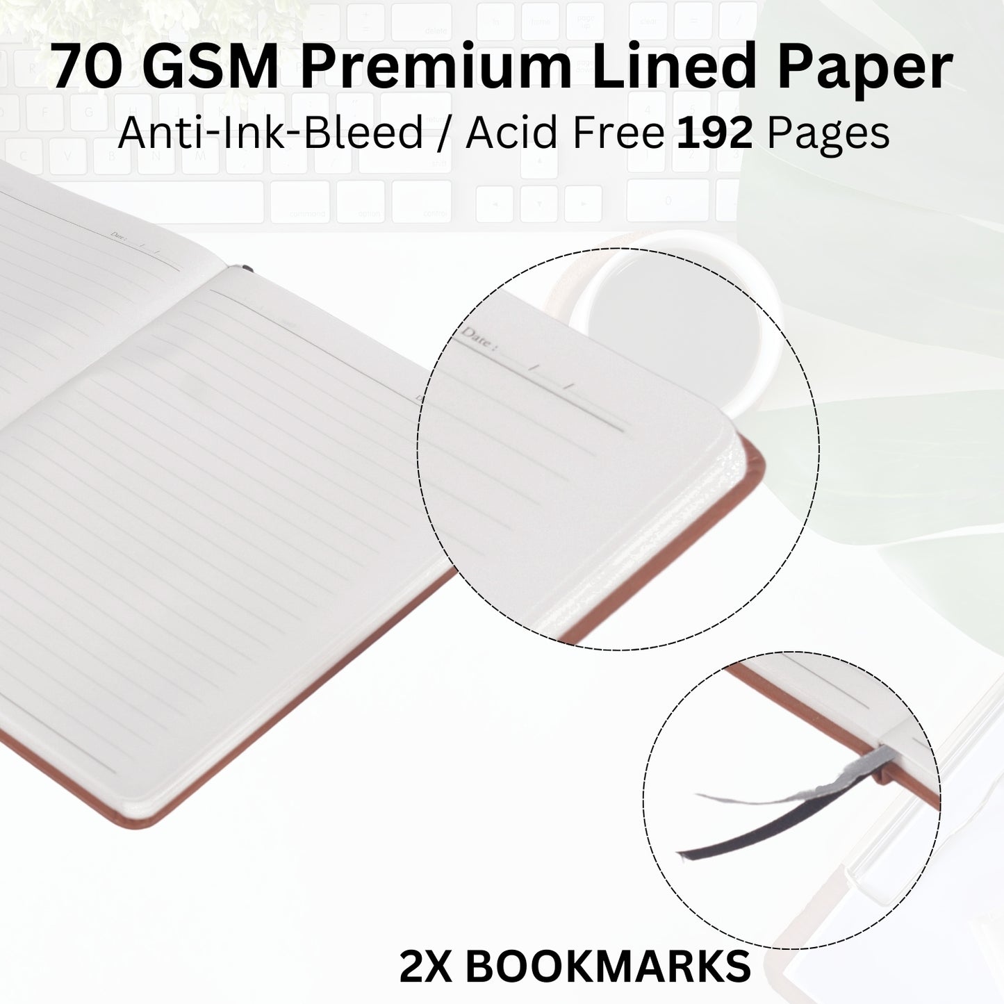 A5 Diary Journal with Elastic Closure - Brown