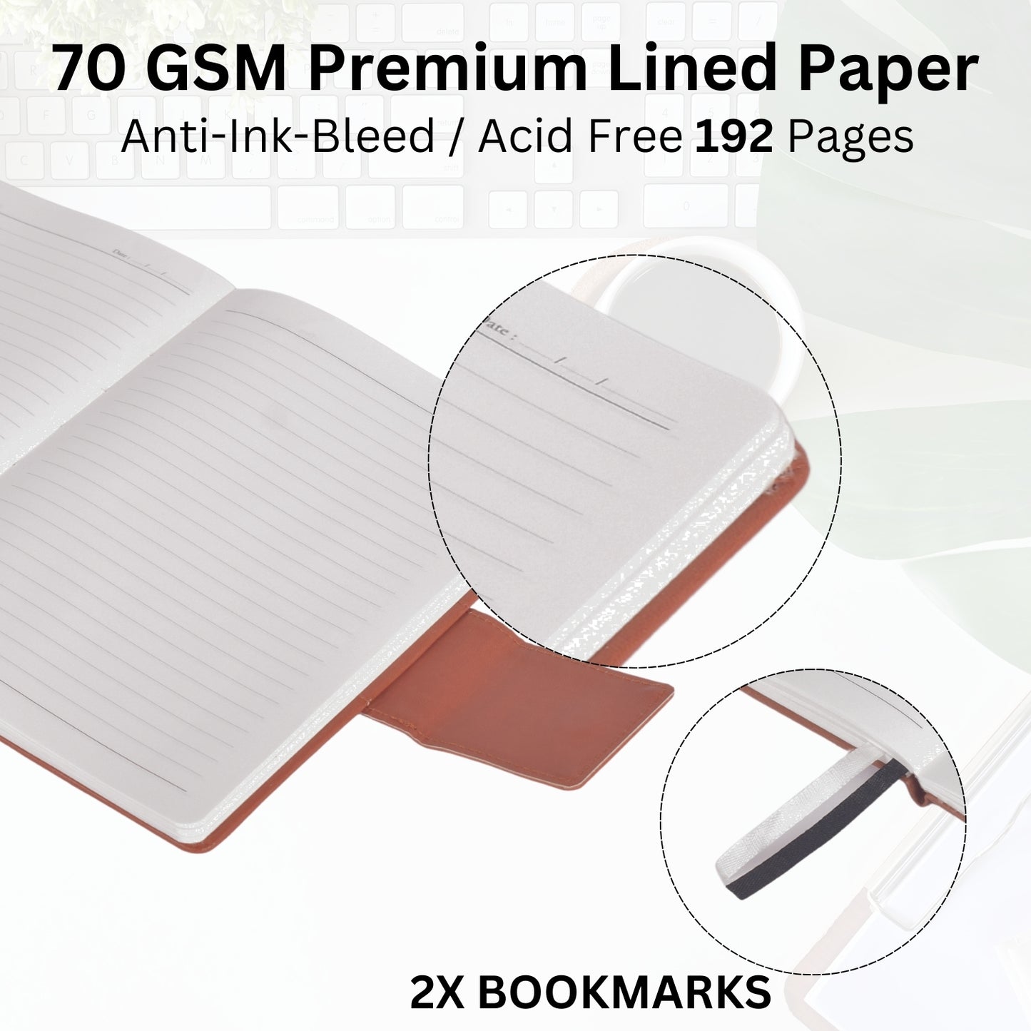 A5 Faux Leather Diary Journal with Magnetic Closure - Brown
