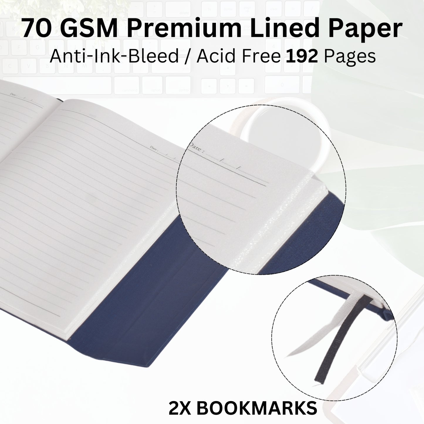 A5 Size with Double Magentic Flap Closure - Blue