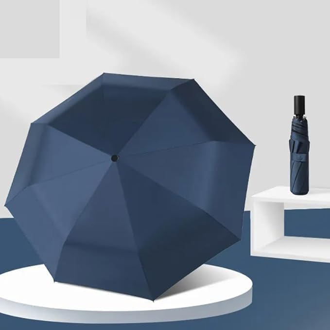Automatic Open Close UV Umbrella for Rain Sun Protection, Blue