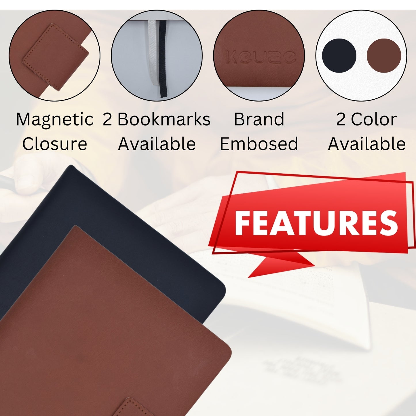 A5 Faux Leather Diary Journal with Magnetic Closure - Brown