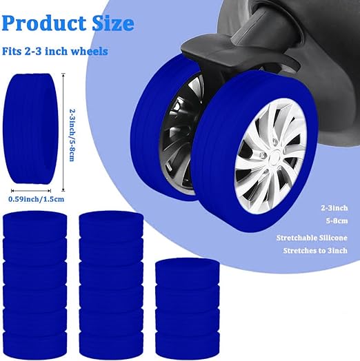 Silicon Travel Luggage Wheel Protector Cover - Blue