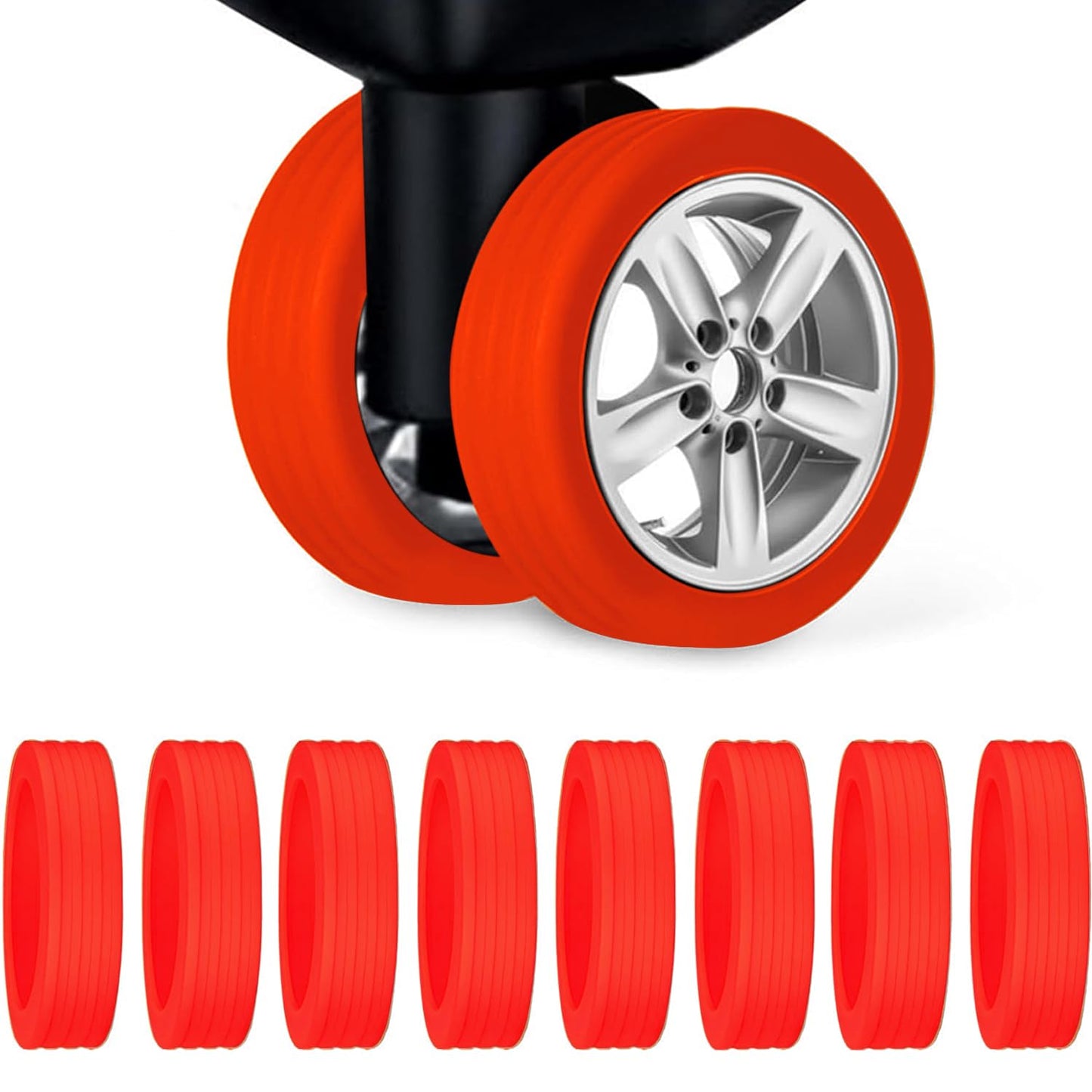 Silicon Travel Luggage Wheel Protector Cover - Red