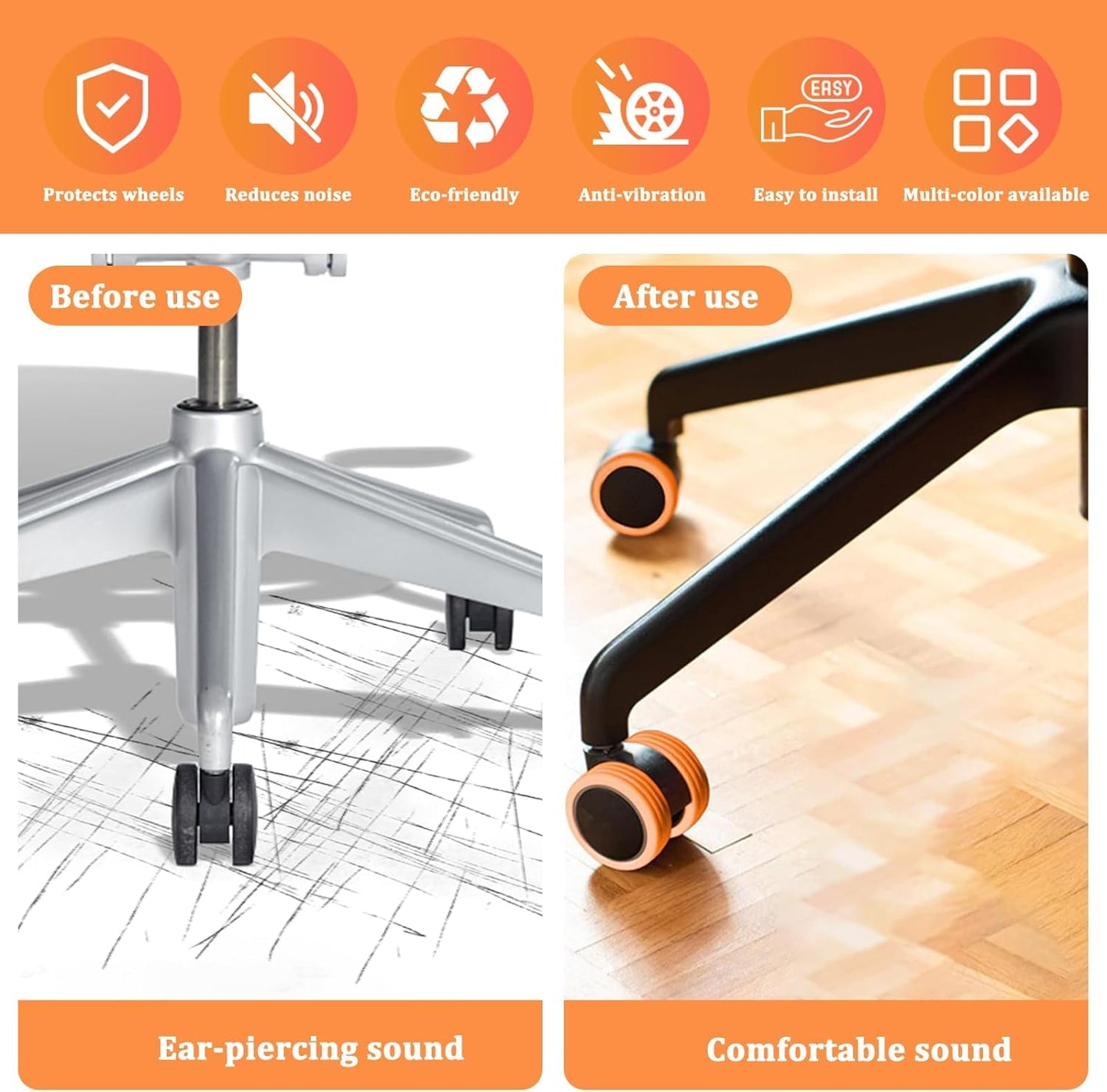 Silicon Travel Luggage Wheel Protector Cover - Orange