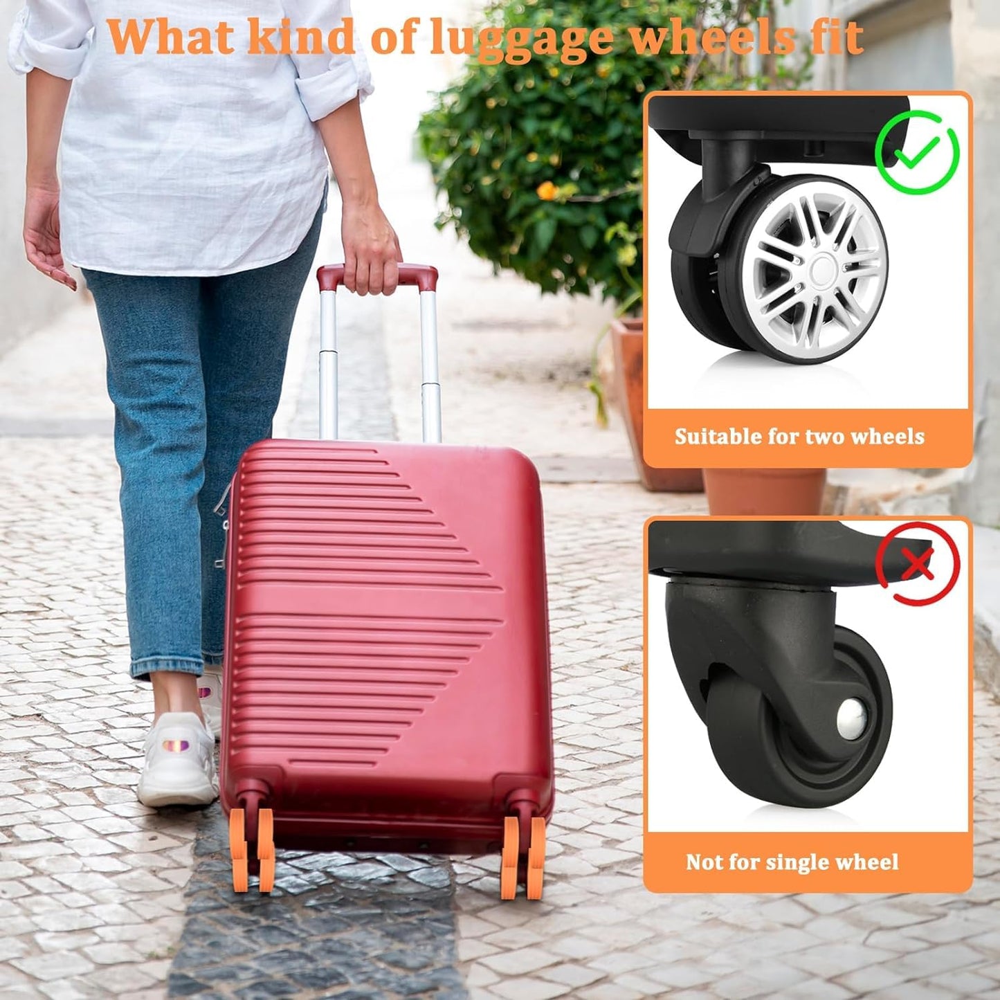 Silicon Travel Luggage Wheel Protector Cover - Orange