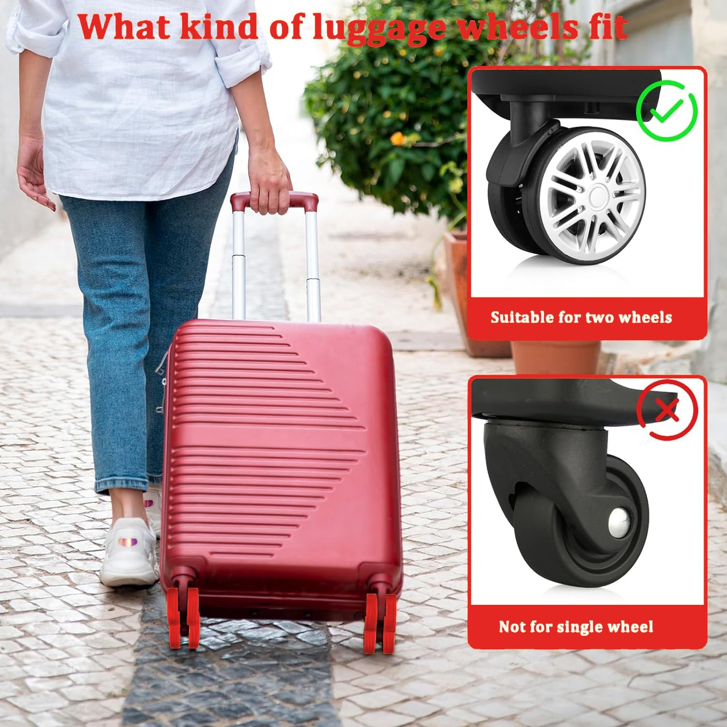 Silicon Travel Luggage Wheel Protector Cover - Red