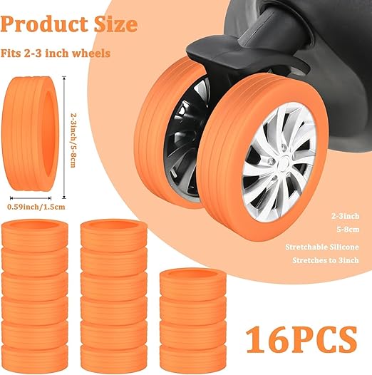 Silicon Travel Luggage Wheel Protector Cover - Orange
