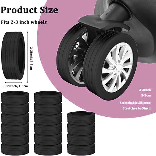 Silicon Travel Luggage Wheel Protector Cover - Black