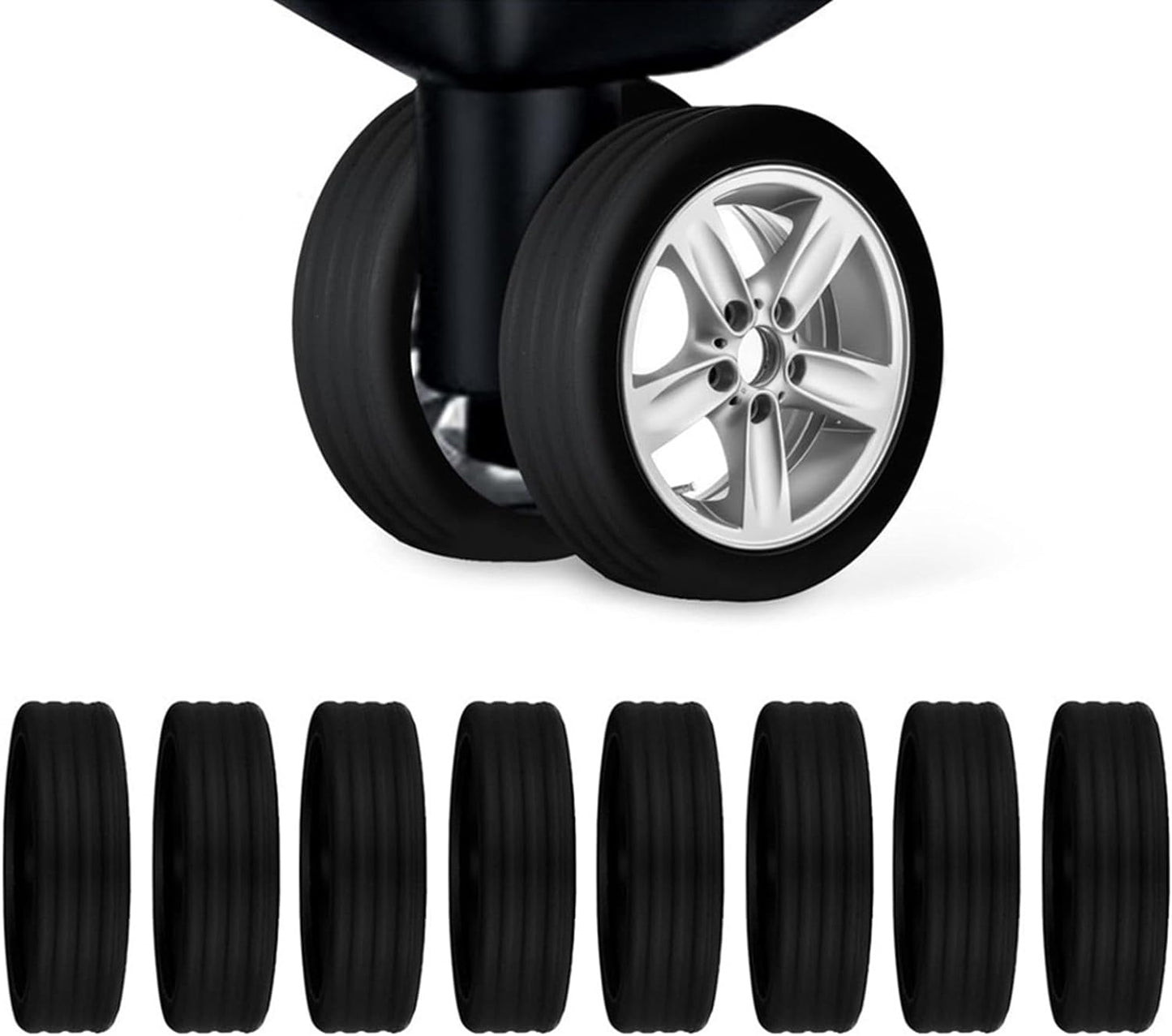 Silicon Travel Luggage Wheel Protector Cover - Black