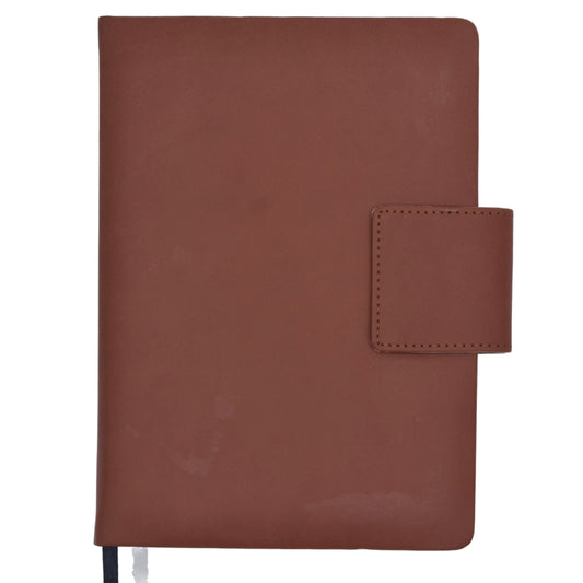 A5 Faux Leather Diary Journal with Magnetic Closure - Brown