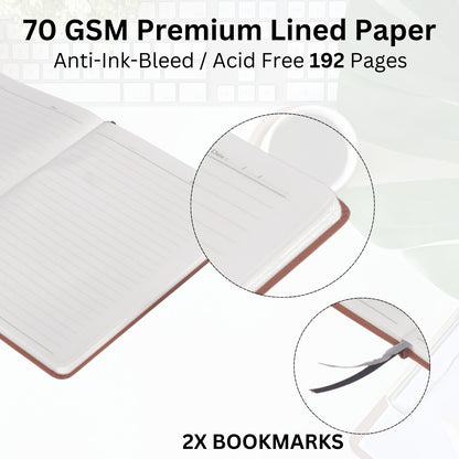 A5 Diary Journal with Elastic Closure - Brown