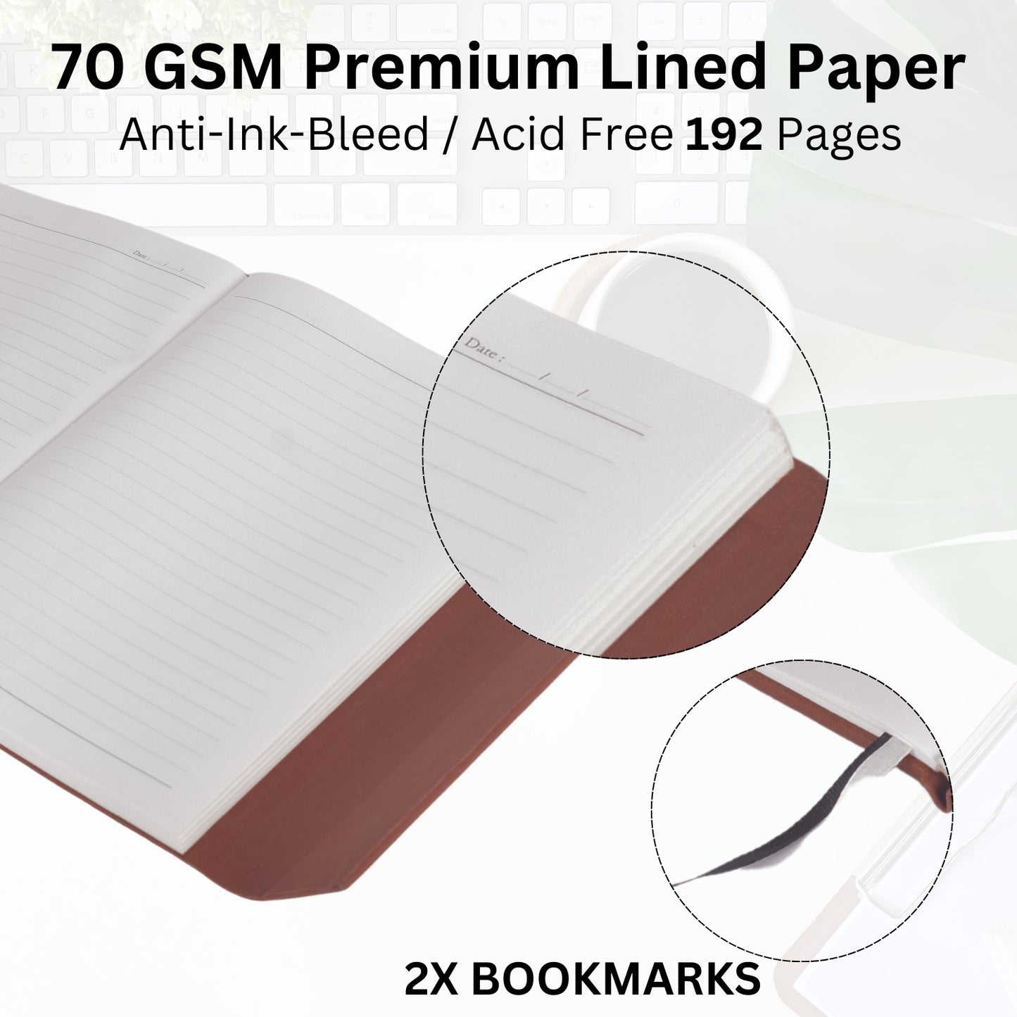 A5 Size with Double Magentic Flap Closure - Brown