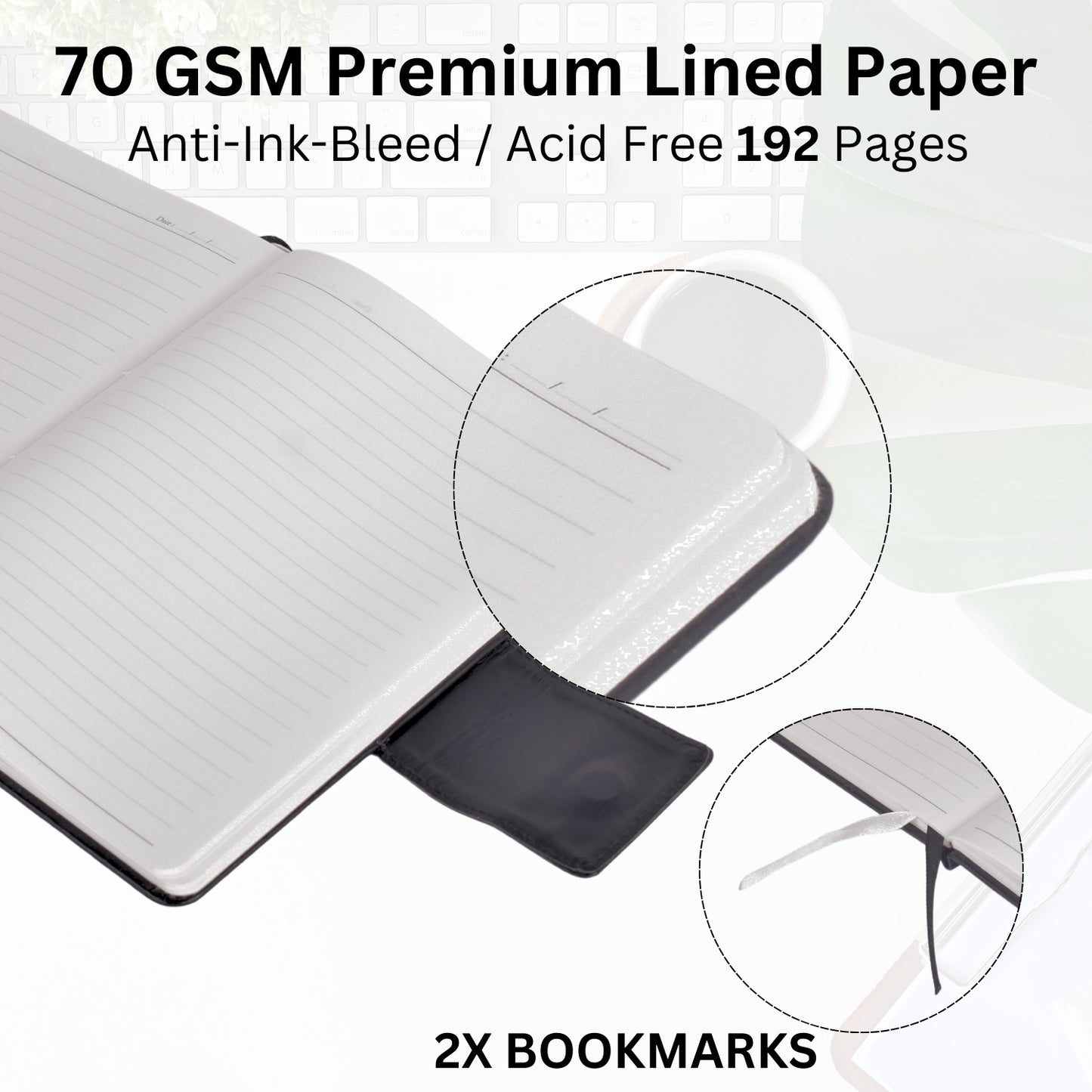 A5 Faux Leather Diary Journal with Magnetic Closure - Black