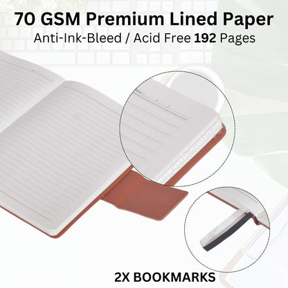 A5 Faux Leather Diary Journal with Magnetic Closure - Brown