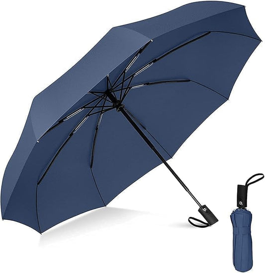 Automatic Open Close UV Umbrella for Rain Sun Protection, Blue