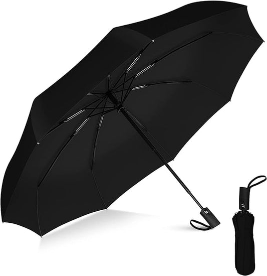 Automatic Open Close UV Umbrella for Rain Sun Protection, Black