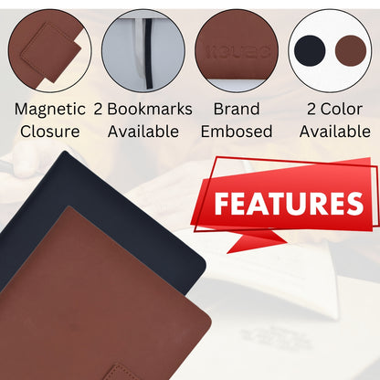 A5 Faux Leather Diary Journal with Magnetic Closure - Brown