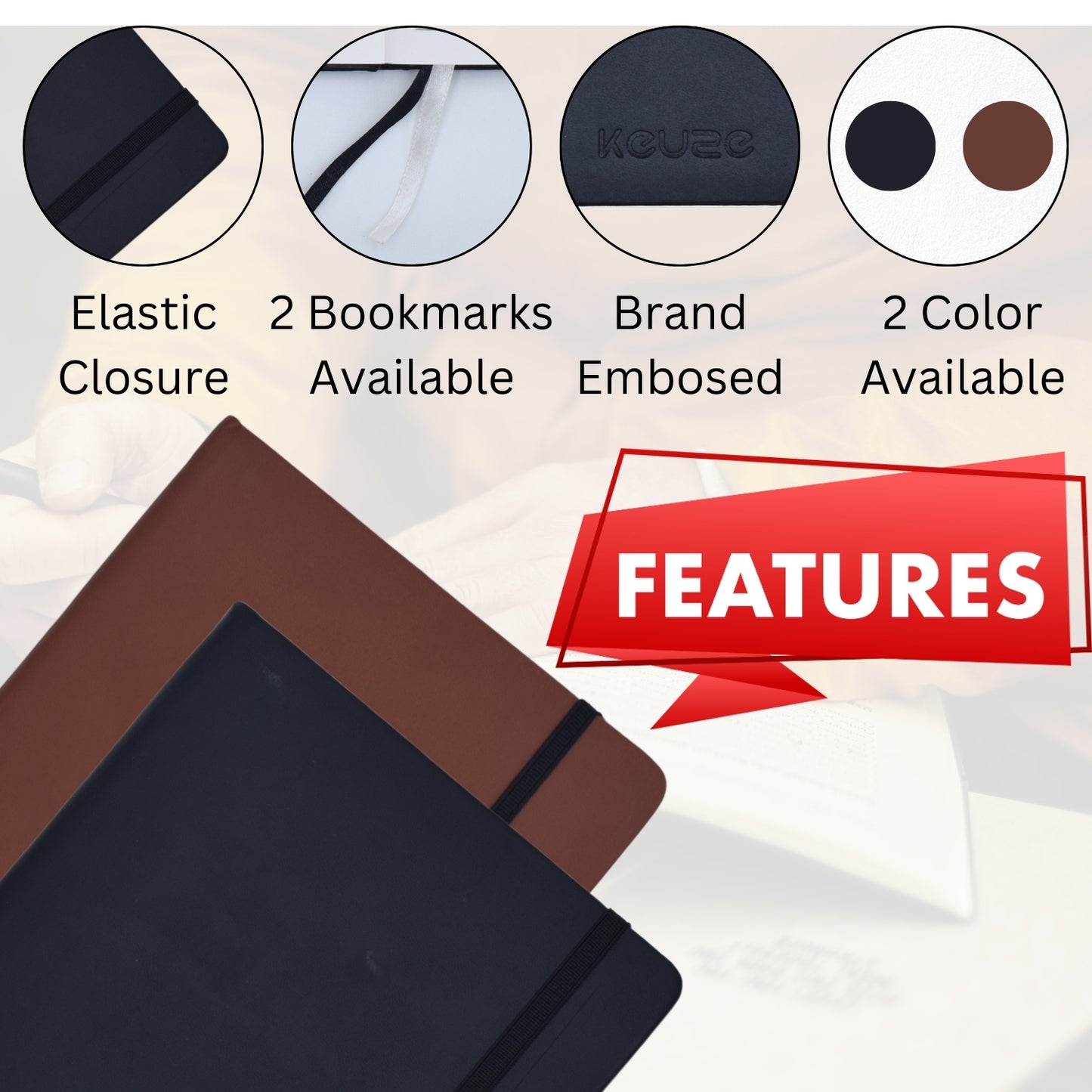A5 Diary Journal with Elastic Closure - Black