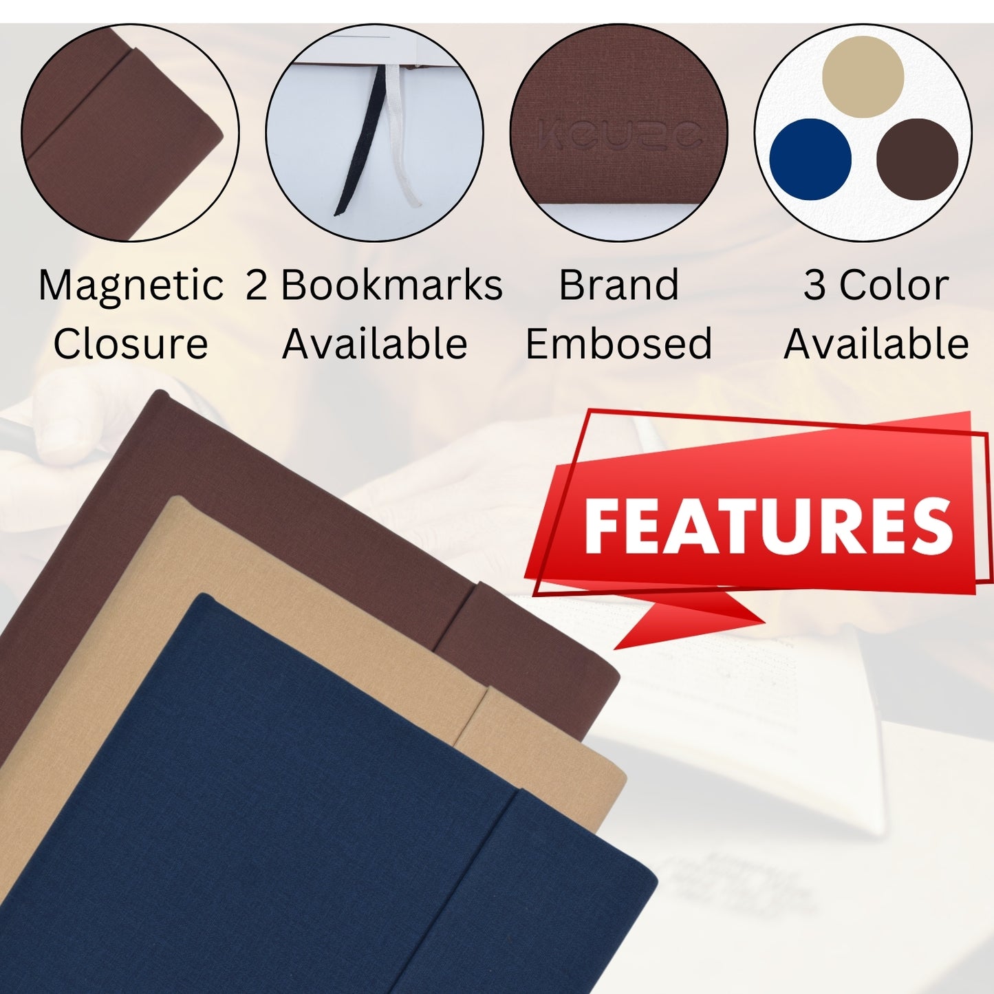 A5 Size with Double Magentic Flap Closure - Brown