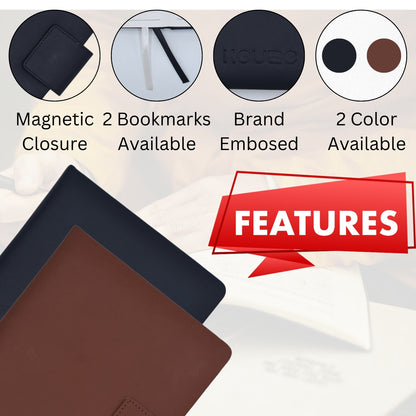 A5 Faux Leather Diary Journal with Magnetic Closure - Black