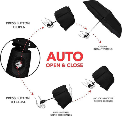 Automatic Open Close UV Umbrella for Rain Sun Protection, Green
