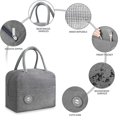 Lunch Bag for Office use, Men and Women/ Tiffin Bags for School Kids - Grey