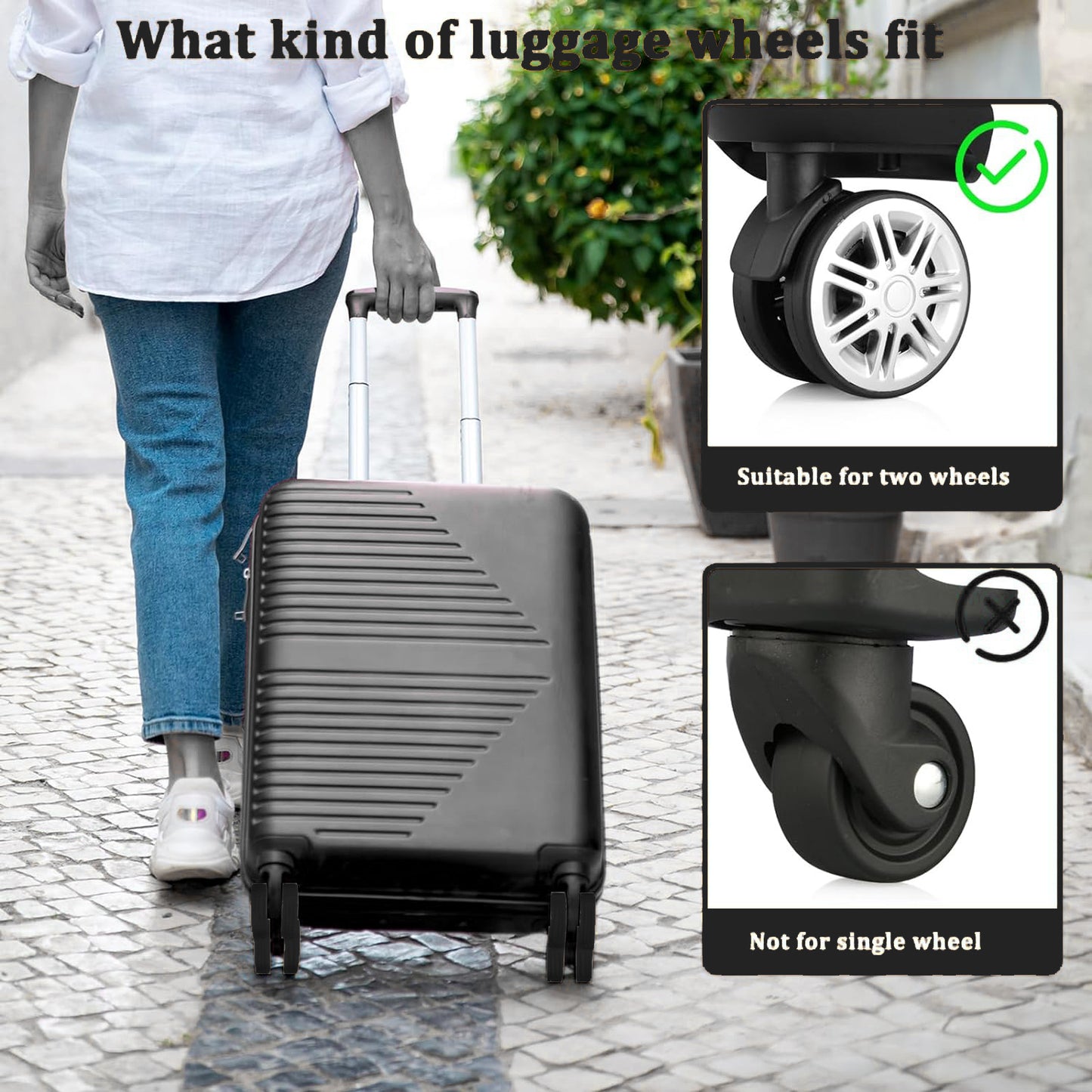 Silicon Travel Luggage Wheel Protector Cover - Black